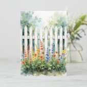 Thinking of You Picket Fence with Flowers Flat Karte (Stehend Vorderseite)