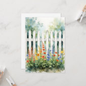 Thinking of You Picket Fence with Flowers Flat Karte (Vorderseite/Rückseite Beispiel)