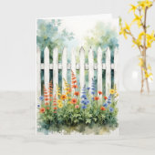 Thinking of You Picket Fence with Flowers Karte (Gelbe Blume)