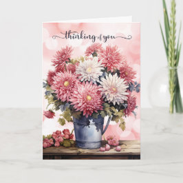 Thinking of You Pink and White Chrysanthemums Karte