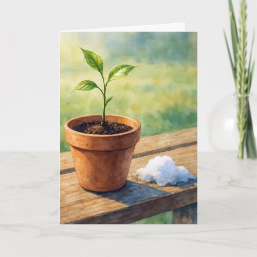Thinking of You Potted Plant With Snow Pile Karte (Vorderseite)