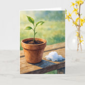 Thinking of You Potted Plant With Snow Pile Karte (Gelbe Blume)