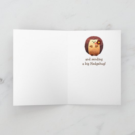 Thinking of You Sending a Hedgehog Hug, Hedgehug Karte (Innenseite)