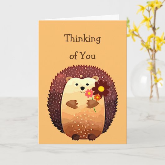 Thinking of You Sending a Hedgehog Hug, Hedgehug Karte (Gelbe Blume)