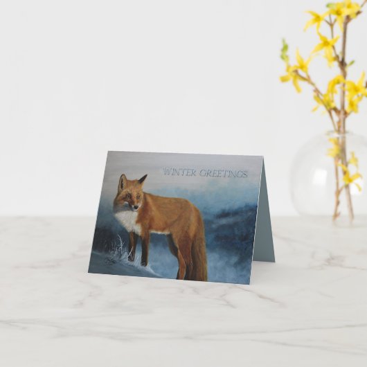 Thinking Of You - Winter Fox Karte (Gelbe Blume)