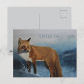 Thinking Of You Winter Fox Postcard Postkarte (Vorne/Hinten)