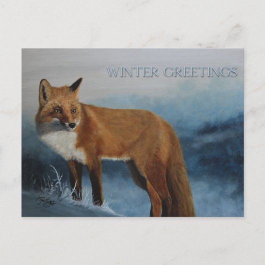 Thinking Of You Winter Fox Postcard Postkarte (Vorderseite)