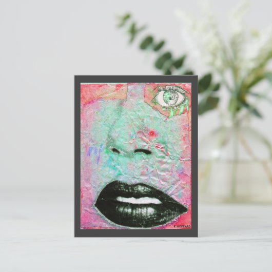 "Thinking Pink" Postkarte (Stehend Vorderseite)