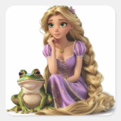 Thinking Rapunzel Quadratischer Aufkleber (Vorderseite)