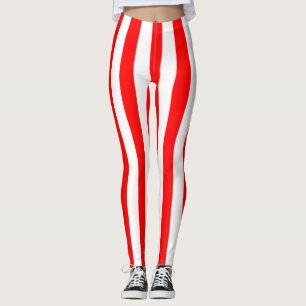 THINNER RED WHITE VERTICAL STRIPE LEGGINGS