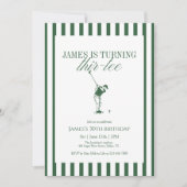Thir-Tee Golf 30th Birthday Green Stripe Einladung (Vorderseite)