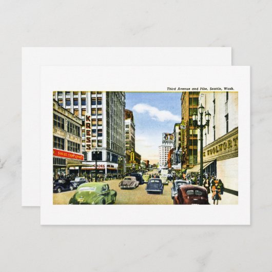 Third Avenue and Pike, Seattle, Washington Postkarte (Vorne/Hinten)