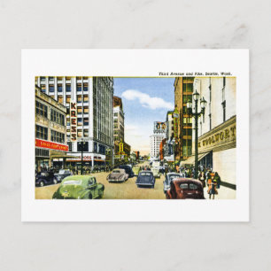 Third Avenue und Pike, Seattle, Washington Postkarte