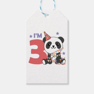 Third Birthday Panda For Children 3 Years Gift Tag Geschenkanhänger