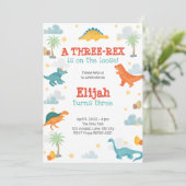 Third Birthday Party Dinosaurs invitation Einladung (Stehend Vorderseite)