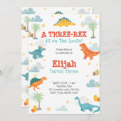 Third Birthday Party Dinosaurs invitation Einladung (Vorne/Hinten)