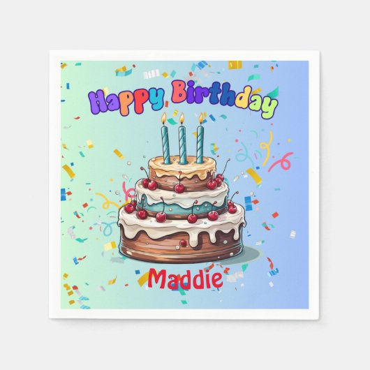 Third Birthday party napkinsStandard Cocktail Serviette (Vorderseite)