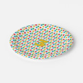 Third Birthday Party Plate with Colorful Polka Dot Pappteller (Schrägansicht)
