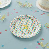 Third Birthday Party Plate with Colorful Polka Dot Pappteller