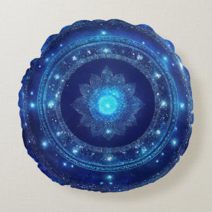 Third Eye Chakra Blaues Mandala Meditation Rundes Kissen