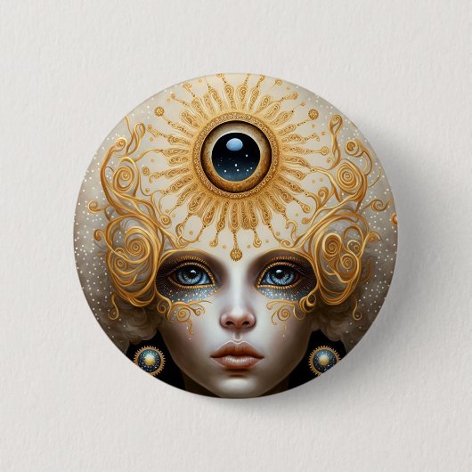 Third Eye Goddess Fantasy Art Button (Vorderseite)