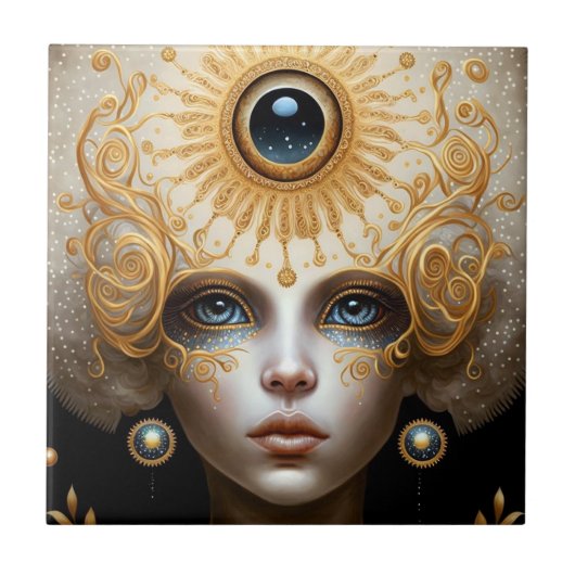 Third Eye Goddess Fantasy Art Fliese (Vorderseite)