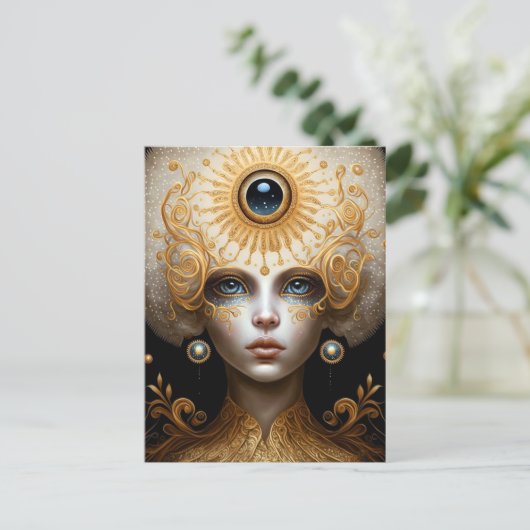 Third Eye Goddess Fantasy Art Postkarte (Stehend Vorderseite)