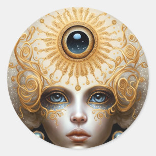 Third Eye Goddess Fantasy Art Runder Aufkleber