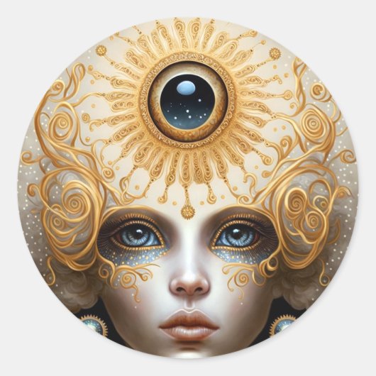 Third Eye Goddess Fantasy Art Runder Aufkleber (Vorderseite)