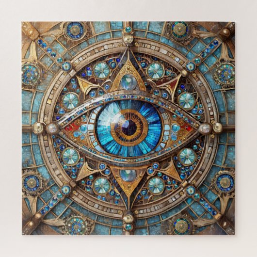 Third Eye - Türkis Blau Gold Mandala Puzzle (Vertikal)