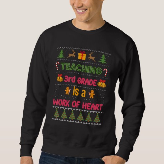 Third Grade 3rd Teacher Cute Ugly Christmas Sweat Sweatshirt (Vorderseite)