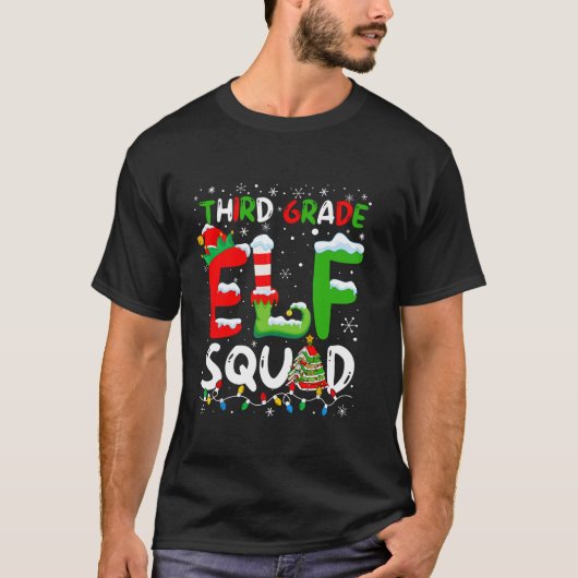 Third Grade ELF Squad Funny Christmas ELF Student  T-Shirt (Vorderseite)