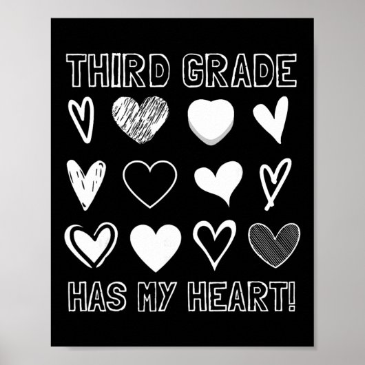 Third Grade Has My Heart 3rd Grade Teacher Valenti Poster (Vorne)