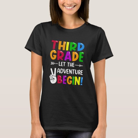 Third Grade Let The Adventure Begin Back To School T-Shirt (Vorderseite)
