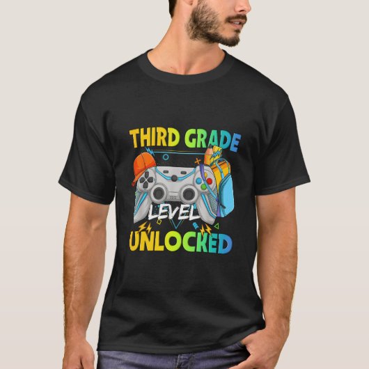 Third Grade Level Unlocked Gamer Back To School T-Shirt (Vorderseite)