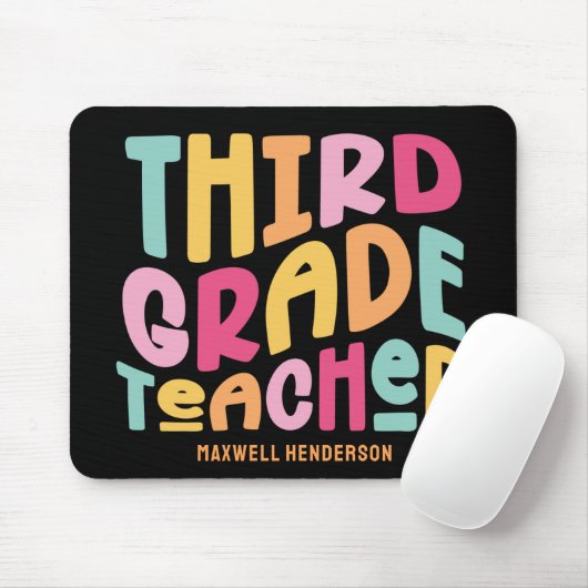 Third Grade Teacher Colorful Text Mousepad (Mit Mouse)