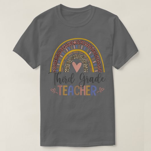 Third Grade Teacher Leopard Boho Rainbow Back To S T-Shirt (Design vorne)