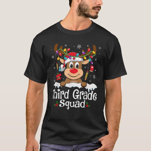 Third Grade Teacher Squad Funny Reindeer Teacher C T-Shirt (Vorderseite)