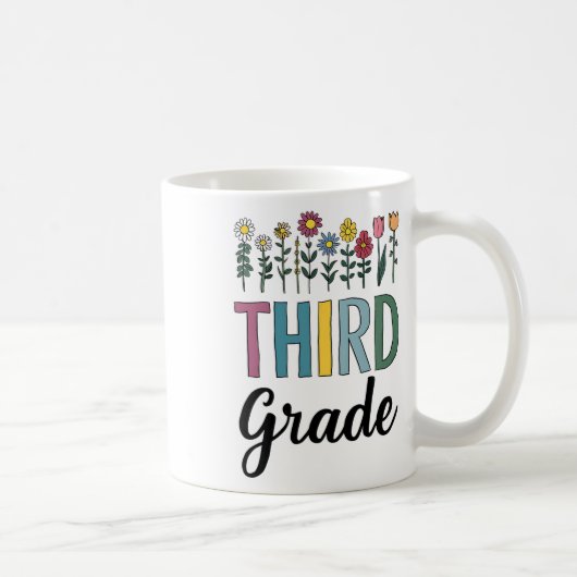 Third Grade Teacher Wildflower Back To School Flor Kaffeetasse (Rechts)