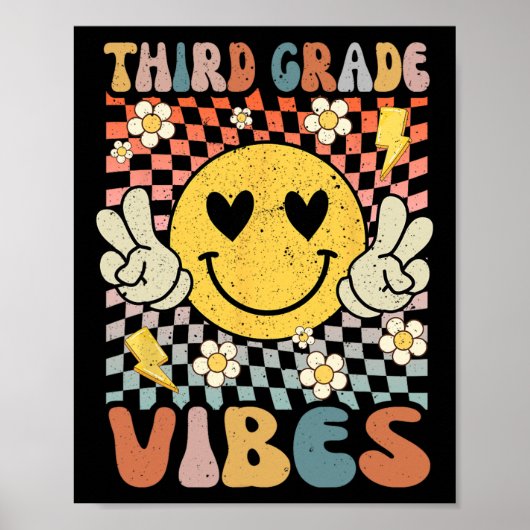Third Grade Vibes 3rd Grade Retro Teacher 1st Day  Poster (Vorne)