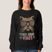 Third Grade Vibes Cute Cat Sunglasses Feline Sweatshirt (Vorderseite)