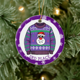 Third Place Ugly Sweater Winner Christmas Keramik Ornament