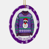 Third Place Ugly Sweater Winner Christmas Keramik Ornament (Rechts)