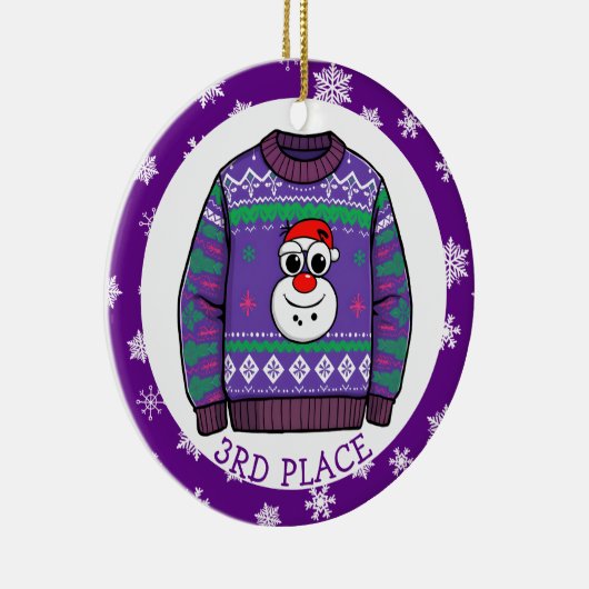 Third Place Ugly Sweater Winner Christmas Keramik Ornament (Rechts)