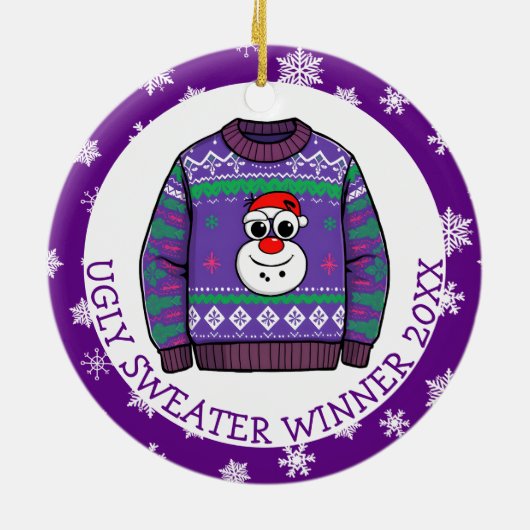 Third Place Ugly Sweater Winner Christmas Keramik Ornament (Hinten)