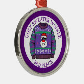 Third Place Ugly Sweater Winner Christmas Ornament Aus Metall (Rechts)