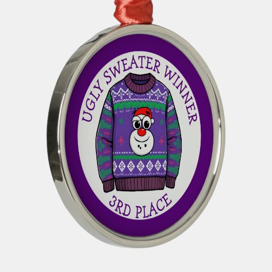 Third Place Ugly Sweater Winner Christmas Ornament Aus Metall (Rechts)