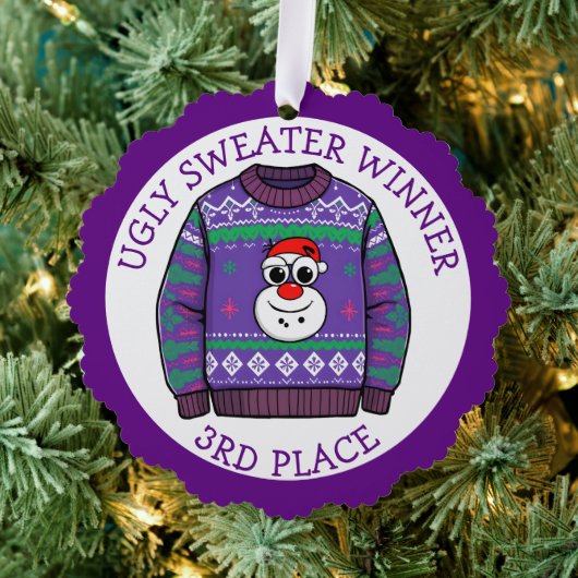 Third Place Ugly Sweater Winner Christmas Ornament Karte (Insitu (Baum))
