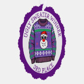 Third Place Ugly Sweater Winner Christmas Ornament Karte (Rechts)