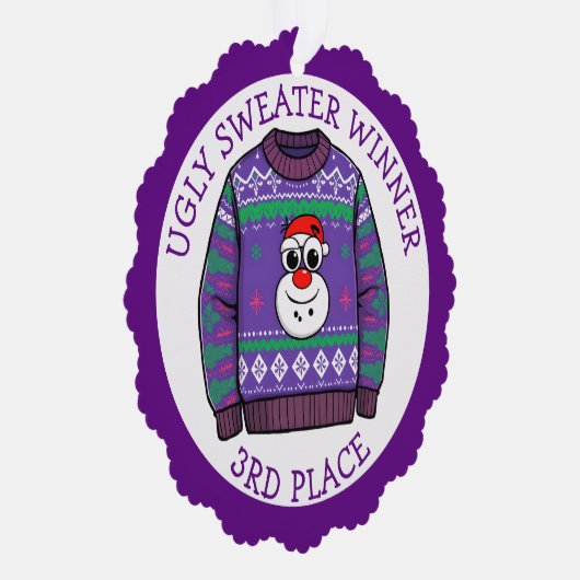 Third Place Ugly Sweater Winner Christmas Ornament Karte (Rechts)